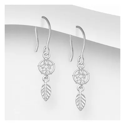 John Greed Signature Silver Feather Dream Catcher Drop Earrings For Women