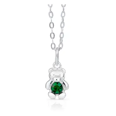 John Greed Signature Children's Silver May Birthstone Crystal Bear Necklace For Women