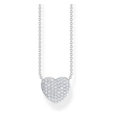 THOMAS SABO Silver White Pave Zirconia Heart Shaped Necklace For Women