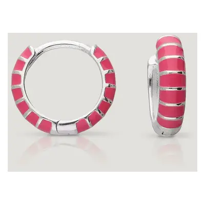 John Greed CANDY Cane Silver Pink Front & Back Hoop Earrings For Women