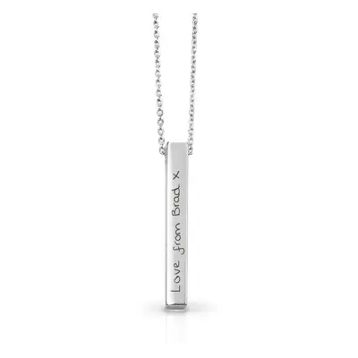 John Greed Signature Silver Vertical Bar Handwriting Necklace For Women