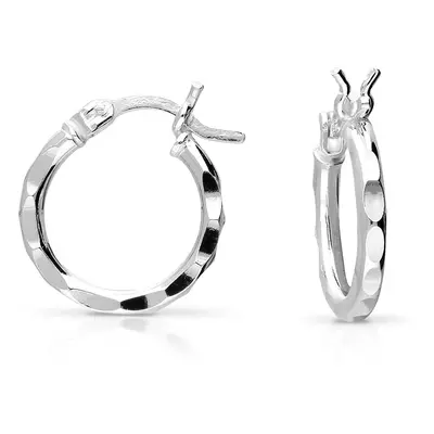 John Greed Signature Silver Facetted Dip Hoop Earrings For Women