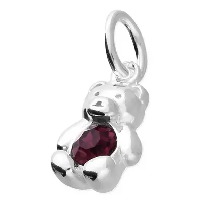 John Greed Signature Children's Silver February Birthstone Crystal Bear Pendant Charm For Women