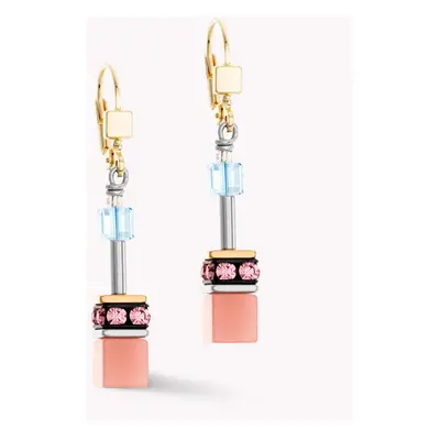 Coeur De Lion Classic GEOCUBE Earrings Gold Aqua Apricot For Women