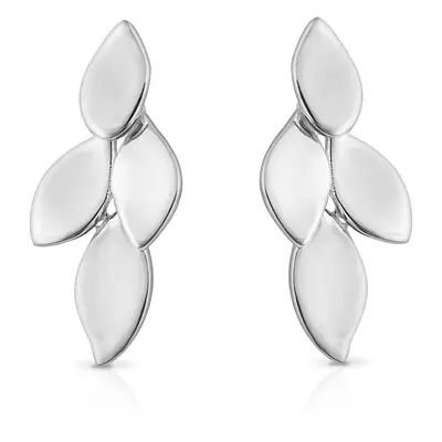 John Greed Signature Silver Petal Drop Earrings For Women