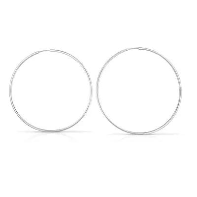 John Greed Signature Silver Large Traditional Hoop Earrings For Women