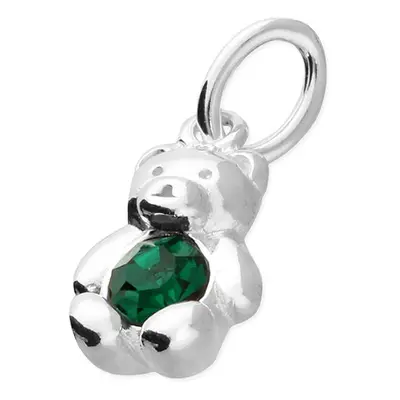 John Greed Signature Children's Silver May Birthstone Crystal Bear Pendant Charm For Women