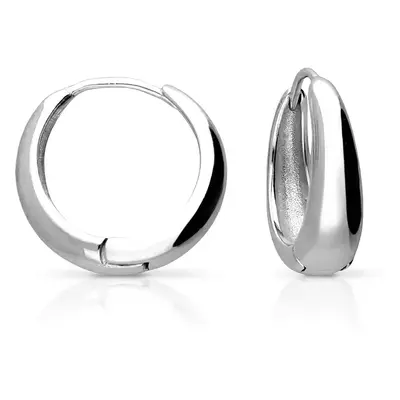 John Greed Signature Silver Tapered Chunky Hoop Earrings For Women