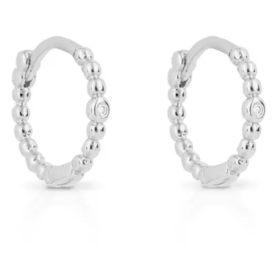 John Greed Signature Silver CZ Beaded Hoop Earrings For Women