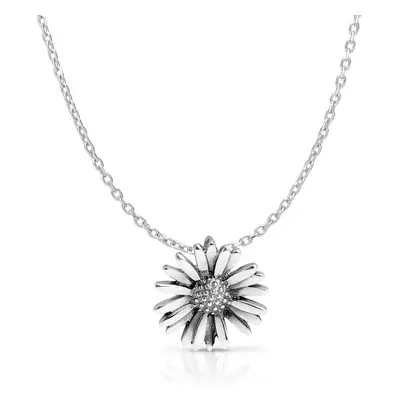 John Greed Tempest Meadow Silver Oxidised Daisy Necklace For Women