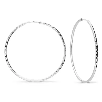 John Greed Signature Silver Diamond Cut Large Hoop Earrings For Women