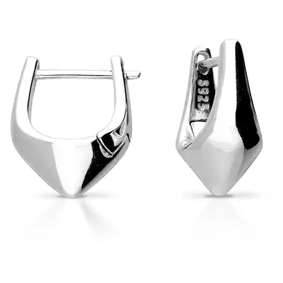 John Greed Signature Silver Pointed Statement Hoop Earrings For Women