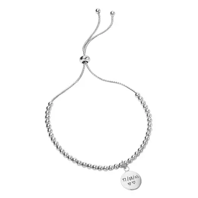 John Greed Signature Silver Disc Charm Handwriting Slider Bracelet For Women