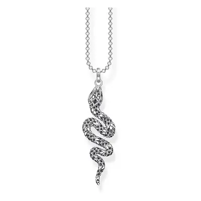 THOMAS SABO Silver CZ Black Patterned Snake Necklace