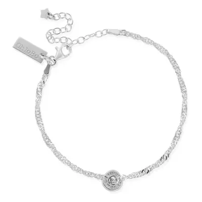 ChloBo Silver Twisted Rope Chain Power Within Bracelet For Women