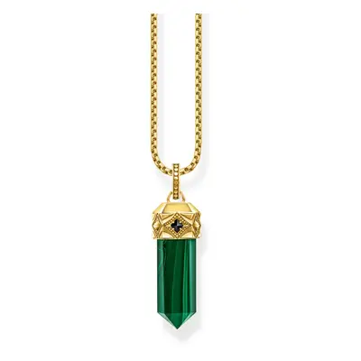 THOMAS SABO Rebel Gold Plated Malachite Hexagon Necklace