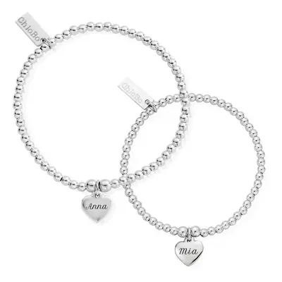 ChloBo Silver Adult & Child Cute Charm Heart Bracelet Set For Women