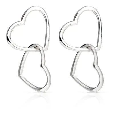 John Greed Signature Silver Interlocking Open Hearts Drop Earrings For Women