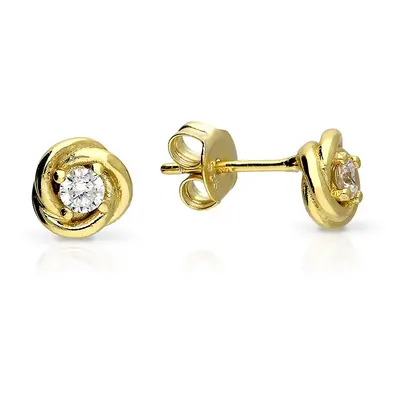 John Greed Signature Gold Plated CZ Circular Rose Stud Earrings For Women