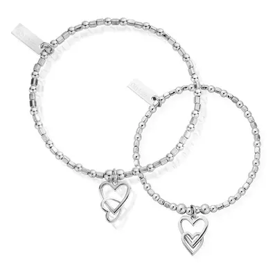 ChloBo Silver Adult & Child Interlocking Love Heart Bracelet Set For Women