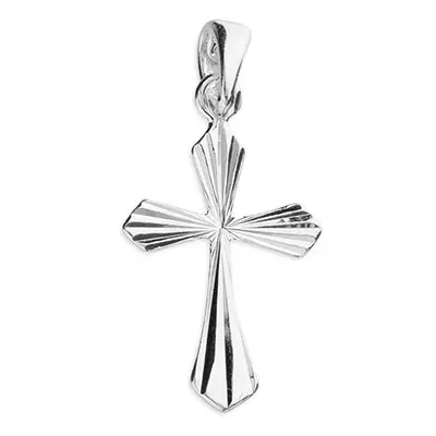 John Greed Signature Silver Diamond-Cut Starburst Cross Pendant Charm