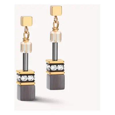 Coeur De Lion Classic GEOCUBE Earrings Gold & Grey For Women