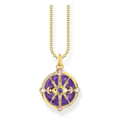 THOMAS SABO Gold Plated Violet Enamel CZ Lucky Eye Necklace For Women