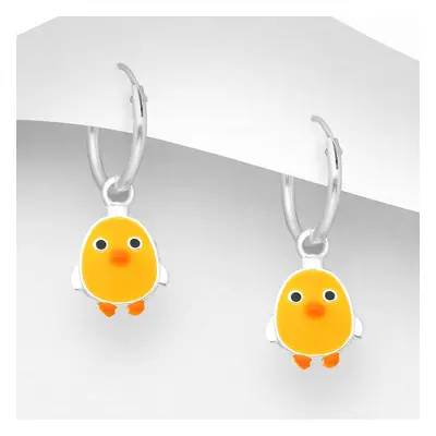 John Greed Signature Silver Enamel Chicken Hoop Earrings For Women