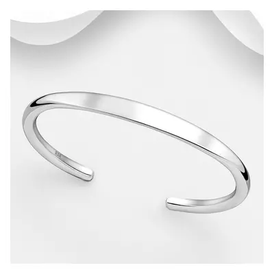 John Greed Signature Silver Flat Cuff Bangle For Women