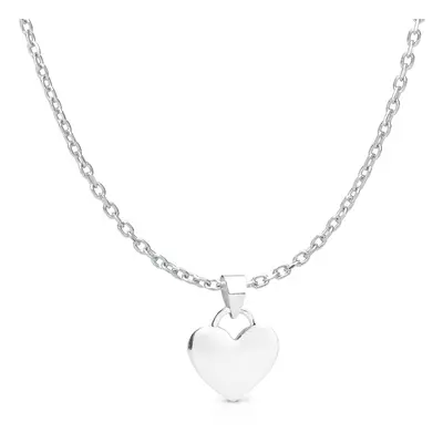 John Greed Signature Silver Polished Heart Tag Necklace For Women