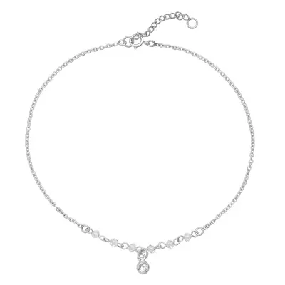 John Greed Signature Silver Anklet with Cubic Zirconia & Crystal For Women