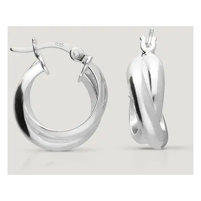 John Greed CANDY Cane Silver Two Twisted Hoop Earrings For Women