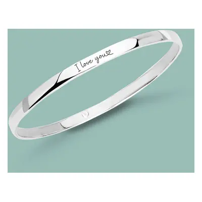 John Greed Portrait Identity Silver I Love You (Heart) 4mm Classic Bangle For Women