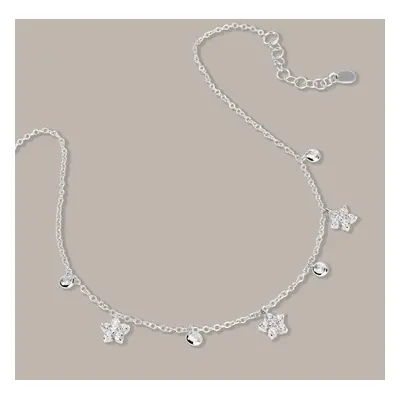 John Greed Tempest Meadow Silver CZ Flower Anklet For Women