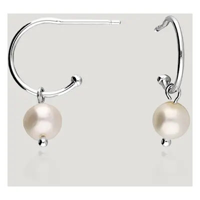 John Greed CANDY Spun Silver Freshwater Pearl Open Hoop Earrings For Women