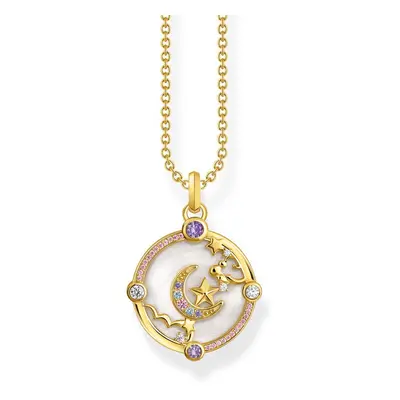 THOMAS SABO Gold Plated Crescent Moon Colourful Cosmic Necklace For Women