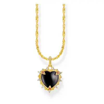 THOMAS SABO Gold Plated Black Zirconia Vintage Heart Necklace For Women