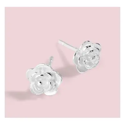 John Greed Tempest Meadow Silver Rose Stud Earrings For Women