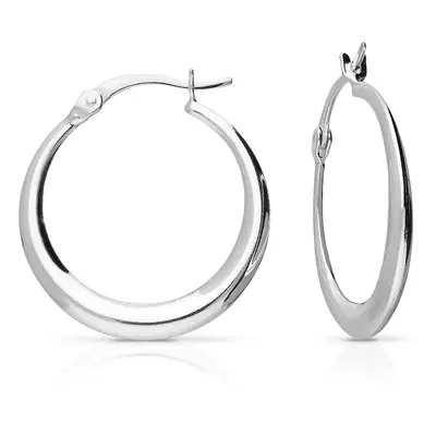 John Greed Signature Silver Plain Tapered Hoop Earrings For Women