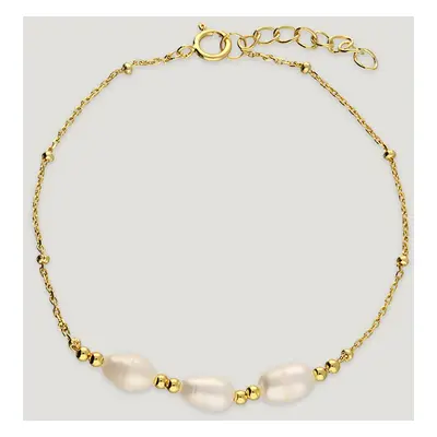 John Greed CANDY Spun Gold Plated Silver Freshwater Pearl Trio Bracelet For Women