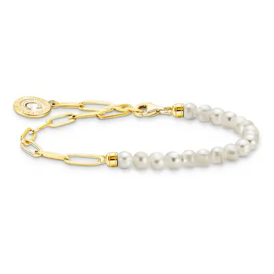 THOMAS SABO Gold Plated Charmista Link Chain Pearl Charm Bracelet For Women