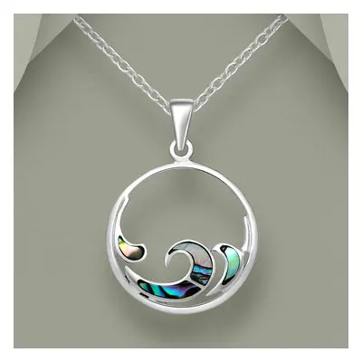 John Greed Tempest Cove Silver Abalone Wave Open Necklace For Women