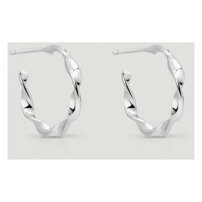 John Greed CANDY Spun Silver Twisted Open Hoop Earrings For Women