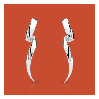 John Greed Portrait Sketch Silver Elongated Spiral Stud Earrings For Women