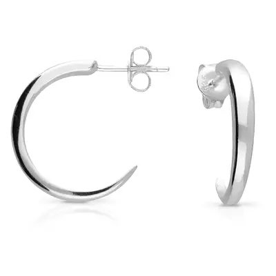 John Greed Signature Silver Plain Half Hoop Earrings For Women