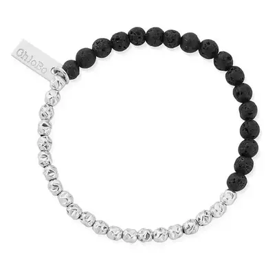 ChloBo Men's Junior Silver Black Lava Principal Bracelet