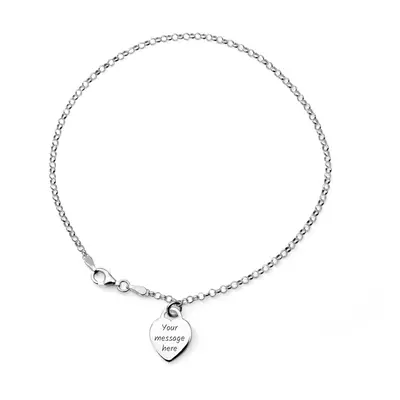 John Greed Signature Silver Plain Flat Heart Anklet For Women