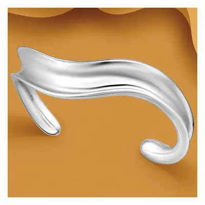 John Greed Portrait Sketch Silver Thick Wave Cuff Bangle For Women