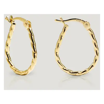 John Greed CANDY Spun Gold Plated Silver Oval Barley Twist Hoop Earrings For Women