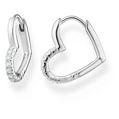 THOMAS SABO Silver Heart Shaped Hoop Earrings For Women